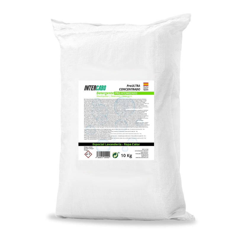 Detergente en polvo atomizado con oxigeno activo