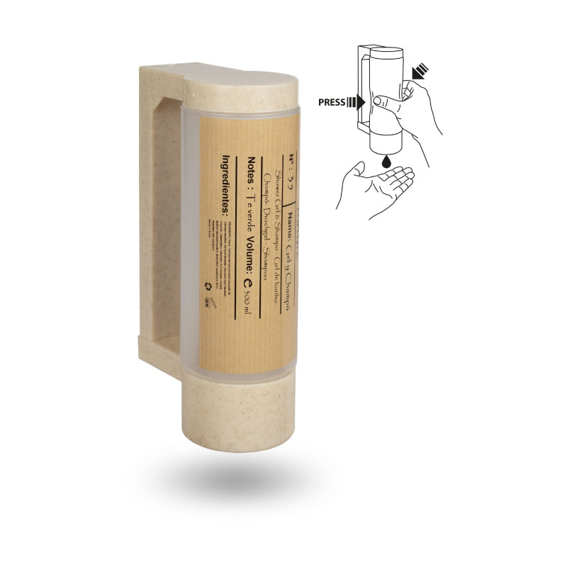 Soporte pared con dispensador recargable de 400 ml para hoteles