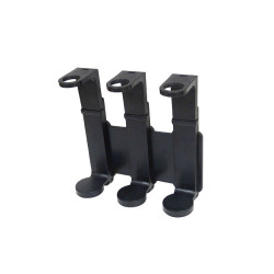 Black triple dispenser stand for 300ml round bottles in hotels