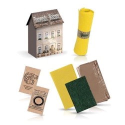 30er-Pack Reinigungskits | Hausbox mit Reinigungstuch, Scheuerschwamm, Spülmittel, Waschmittel und Müllbeutel
