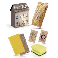 30er-Pack Reinigungskits für Ferienwohnungen Hausbox mit Reinigungstuch, Scheuerschwamm, Spülmittel, Waschmittel und Müllbeutel