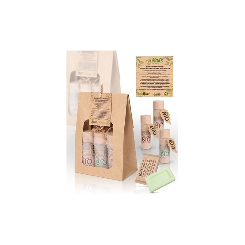 Ensemble Go Green Bio avec gel douche et shampoing pour hôtels