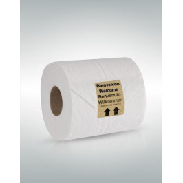 Hygiene-sealed toilet paper made from recycled paper for hotels