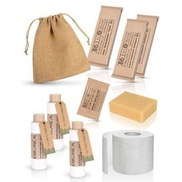 Weekly hygiene kit presented in Bio cloth bag