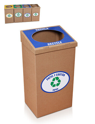 Bankers Box System, Papelera de reciclaje, cartón reciclado, 50/90 l,  blanco - Cubos de Basura y Papeleras de Reciclaje Kalamazoo