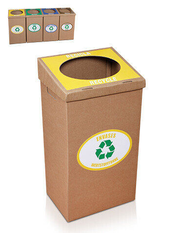 Poubelle carton 100l pour recyclage du papier - Couvercle métal