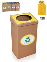 Poubelle de recyclage robuste (Plastique) pour les parties communes - 100 litres. Cadeau 10 sacs jaunes 100 litres.