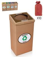 Poubelle de recyclage robuste (D&eacute;chets organiques) pour les parties communes - 100 litres. Cadeau 10 sacs rouges 100 litres.