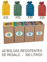Set 4 papeleras robustas de reciclaje zonas comunes. 40 bolsas en regalo.