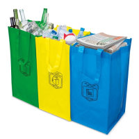 Set 3 recycling bags, glass, plastic and paper-cardboard
