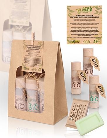 Set Go Green Bio con gel doccia, shampoo, body milk e una saponetta | 40 Set Standard