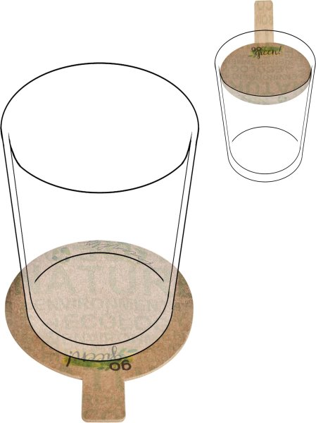 2-in-1 cup holder/lid made from strong organic cardboard. 7 cm | 500 units