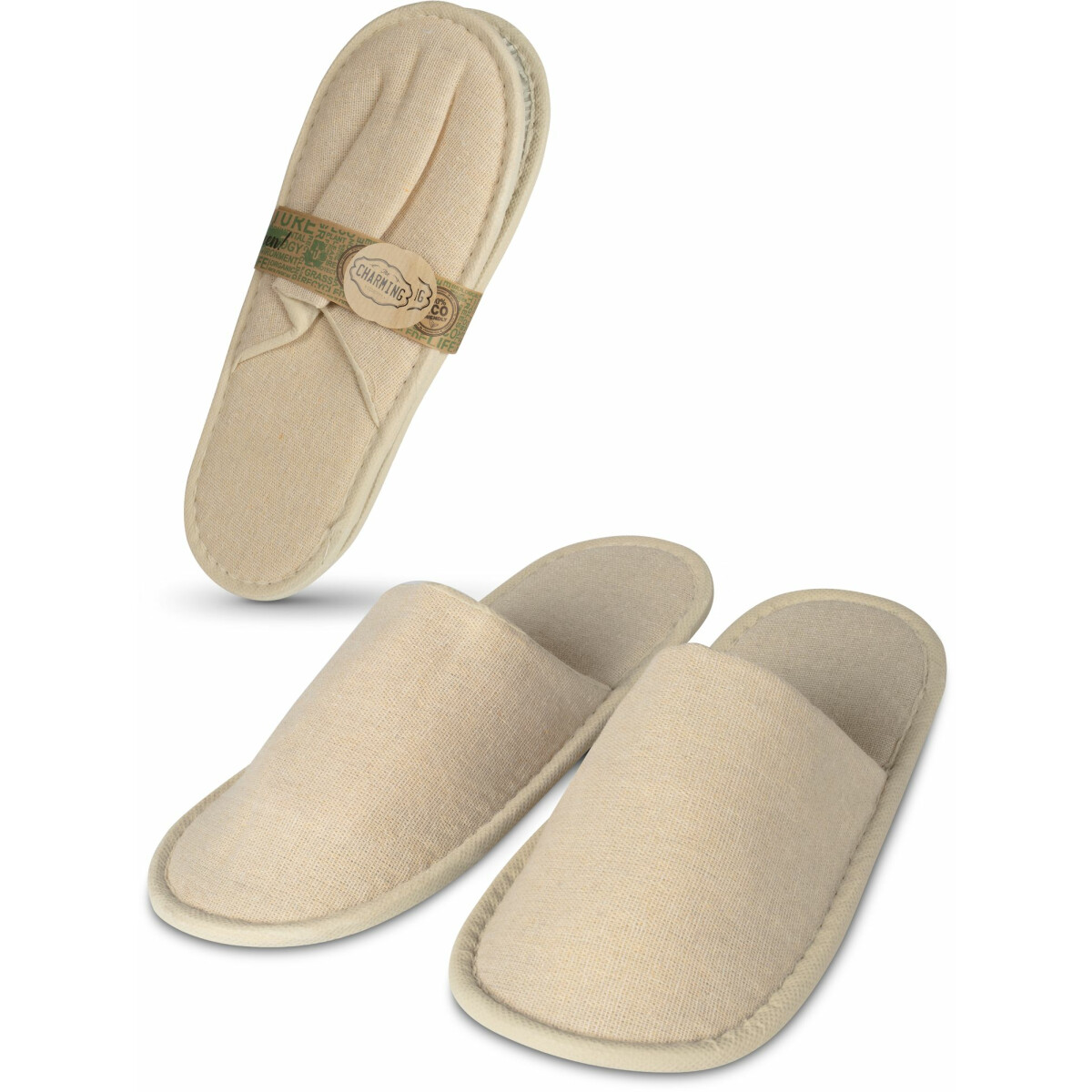 Slippers with case Bio natural color - 30 pairs | Standard