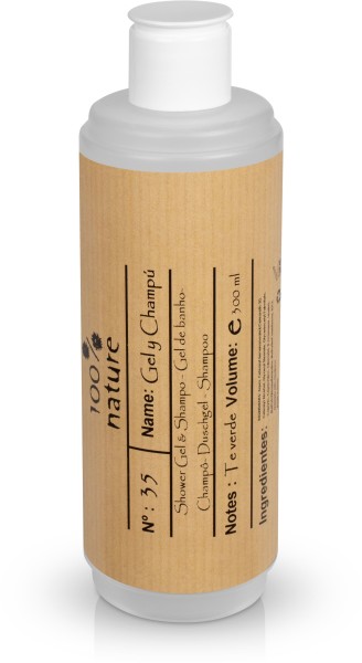 Flacone di ricarica dispenser da 400 ml, riempito con gel e shampoo 2in1 Bio (ricaricabile) | Personalizzato