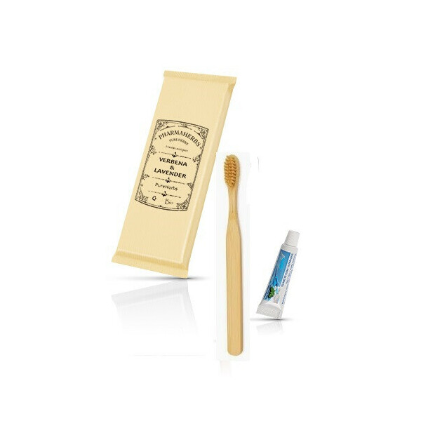 Bamboo dental kit with bio soft-bristle toothbrush + Tube of toothpaste | 300 units