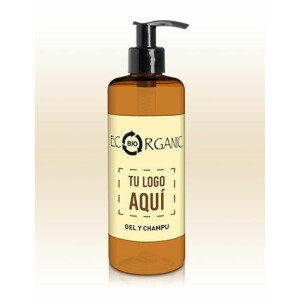 16 bouteilles gel de douche /shampooing 2en1 300ml avec distributeur personnalisé Rawganical.