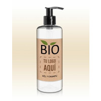 16 bouteilles gel de douche /shampooing 2en1 300ml avec distributeur personnalisé Rawganical.