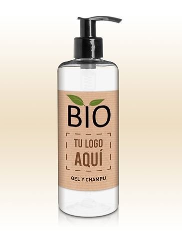 16 bouteilles gel de douche /shampooing 2en1 300ml avec distributeur standard Go Green Bio.